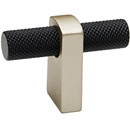 A2901 MN/MB - Vita Bella - 1.75" Cabinet T-Knob w/ Knurled Bar - Matte Nickel/ Matte Black