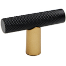 A2902 CHP/MB - Vita Bella - 1.75" Cabinet T-Knob w/ Knurled Bar - Champagne/ Matte Black