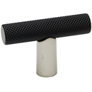 A2902 MN/MB - Vita Bella - 1.75" Cabinet T-Knob w/ Knurled Bar - Matte Nickel/ Matte Black