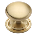 MT0113-032 MSB - 1-1/4" Round Knob on Rosette - Satin Brass