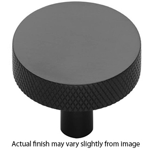 MT3884-032 BLK - 1.25" Disc Knob w/ Knurled Edge - Flat Black