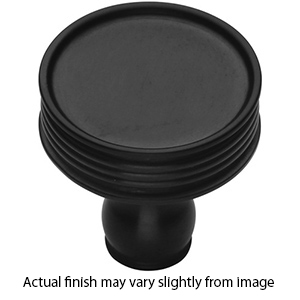 MT4547-032 BLK - 1.25" Ridged Cabinet Knob - Flat Black