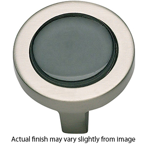 229 - Spa - 1.25" Cabinet Knob - Black Glass w/Brushed Nickel