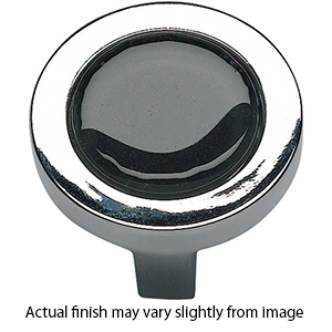 229 - Spa - 1.25" Cabinet Knob - Black Glass w/Polished Chrome