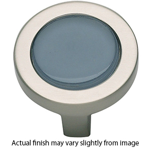 229 - Spa - 1.25" Cabinet Knob - Blue Glass w/Brushed Nickel