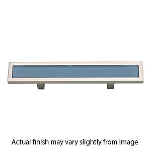 231 - Spa - 3" Cabinet Pull - Blue Glass w/Brushed Nickel