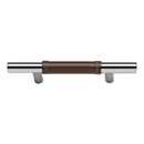 280 - Zanzibar - 3" Cabinet Pull - Brown Leather/ Polished Chrome