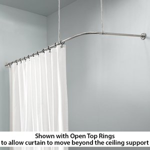 48" x 66" - Contemporary Square Flange - Corner Shower Rod