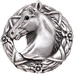 Ranch Living - Horse in Laurel Leaf Wreath Knob (Left)