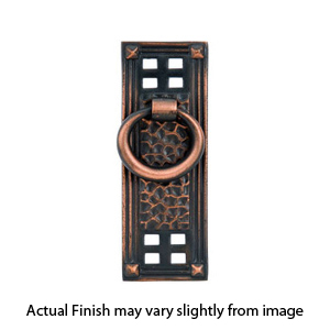 86042 - Arts & Crafts - Hammered Vertical Ring Pull - Oil Rubbed Bronze