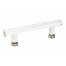 86724 US14 - Glass Crystal - 4"cc Cabinet Bar Pull - Polished Nickel