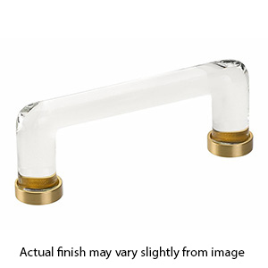 86725 US4 - Glass Crystal - 4"cc Cabinet Pull - Satin Brass