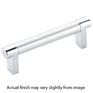 3.5" cc Select Knurled Cabinet Rectangular Pull - Polished Chrome