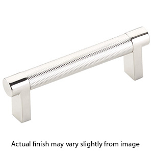 3.5" cc Select Knurled Cabinet Rectangular Pull - Polished Nickel