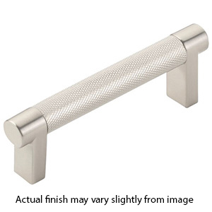 4" cc Select Knurled Cabinet Rectangular Pull - Satin Nickel