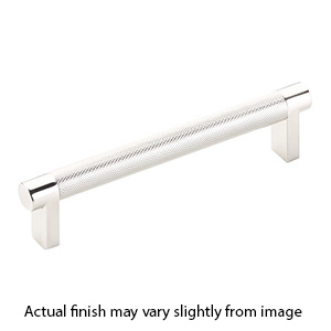 6" cc Select Knurled Cabinet Rectangular Pull - Polished Nickel