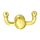 2609 - Traditional Brass - Double Hook - Small Round Rosette - Polished Brass