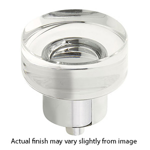 56 - City Lights - 1-3/8" Round Disc Glass Knob - Polished Chrome