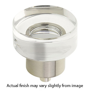 56 - City Lights - 1-3/8" Round Disc Glass Knob - Satin Nickel