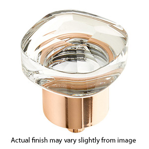 61 - City Lights - 1.25" Soft Square Glass Knob - Polished Rose Gold