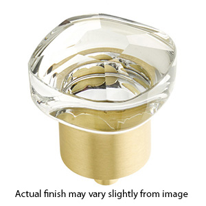 61 - City Lights - 1.25" Soft Square Glass Knob - Satin Brass