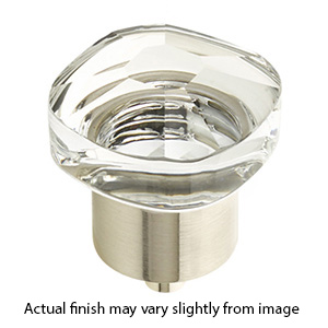 61 - City Lights - 1.25" Soft Square Glass Knob - Satin Nickel