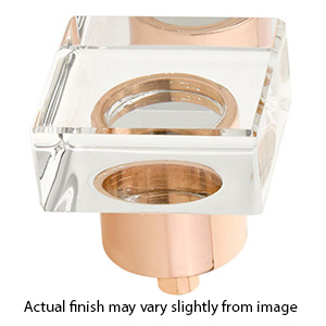 57 - City Lights - 1-3/8" Square Glass Knob - Polished Rose Gold