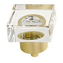 57 - City Lights - 1-3/8" Square Glass Knob - Satin Brass