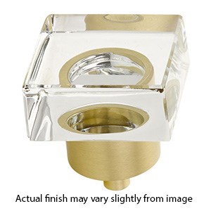 57 - City Lights - 1-3/8" Square Glass Knob - Satin Brass