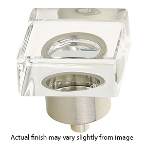 57 - City Lights - 1-3/8" Square Glass Knob - Satin Nickel