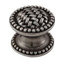 Cestino - Small Beaded Knob - Vintage Pewter