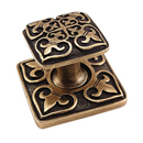 Fleur de Lis - Cabinet Knob w/Backplate - Antique Brass