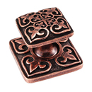 Fleur de Lis - Cabinet Knob w/Backplate - Antique Copper