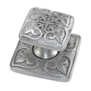 Fleur de Lis - Cabinet Knob w/Backplate - Satin Nickel