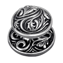 Liscio - 1" Cabinet Knob w/Rosette - Antique Silver